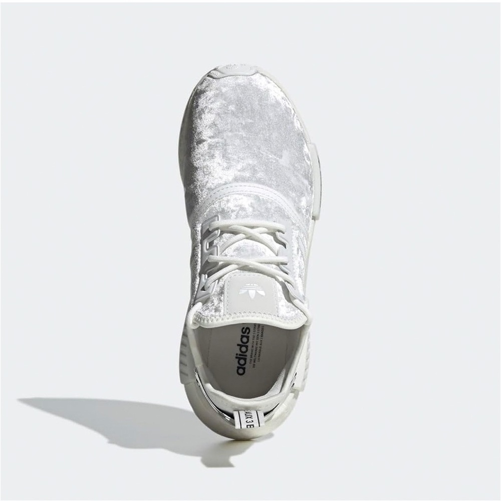 NEW Adidas NMD R1 Women’s Velour Crystal White & Silver Chrome Sz 7 - Picture 3 of 13